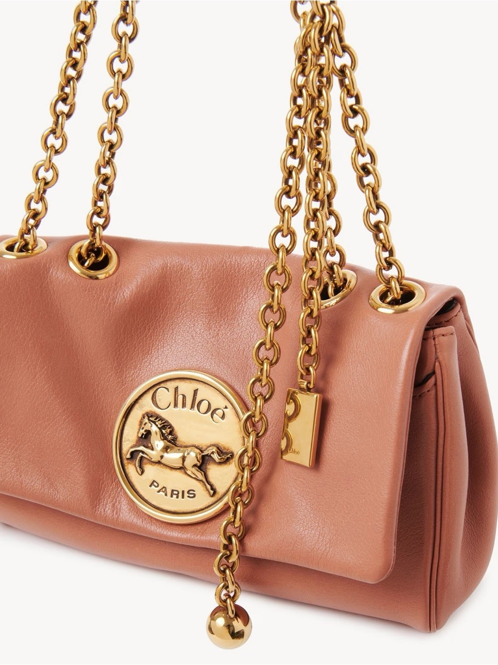 Chloé Heritage Shoulder Bag in Coral Orange Grained Leather - Picture 12 of 15